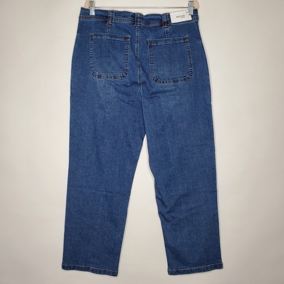 Kensie Straight Leg Seamed Hi-Rise Jeans Size 14 Cargo Style Pockets Stretch NEW - Picture 5 of 14